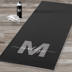 Aangepaste training initiële naam monogram zwart yogamat