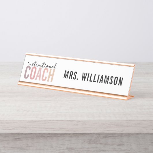 Aangepaste trainingscoach bureau naambordje (Voorkant)