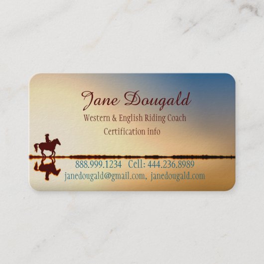 Aangepaste trainingsdocent voor paardenrennen visitekaartje (Voorkant)