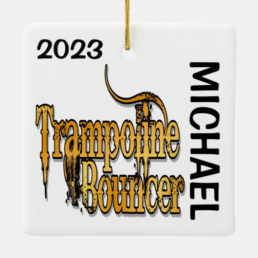 AANGEPASTE Trampoline Bouncer Keramisch Ornament (Achterkant)