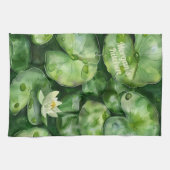 Aangepaste Tranquile Waterverf Vijver | Lotus Kuns Theedoek (Horizontaal)