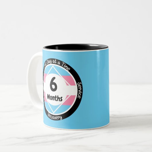 Aangepaste Transgender Pride Clean Time Milestone Tweekleurige Koffiemok (Voorkant links)