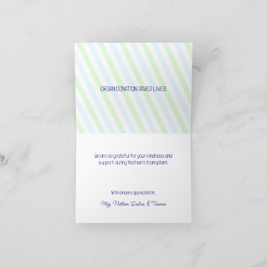 Aangepaste Transplantatie Groene Lint Bedankkaart (Binnen)