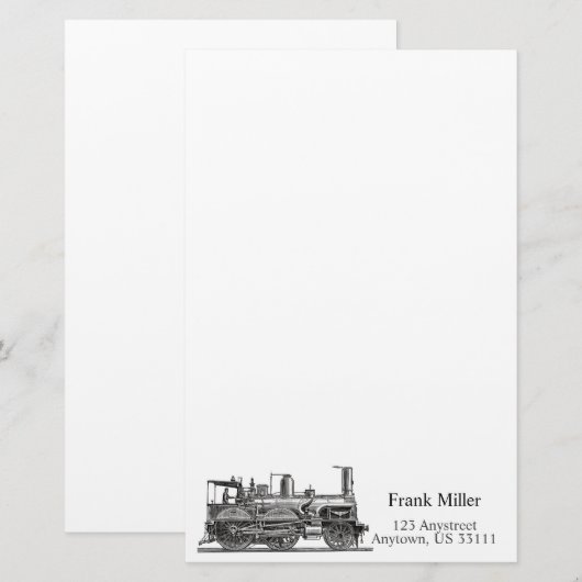 Aangepaste  treinmotor briefpapier (Voorkant / Achterkant)