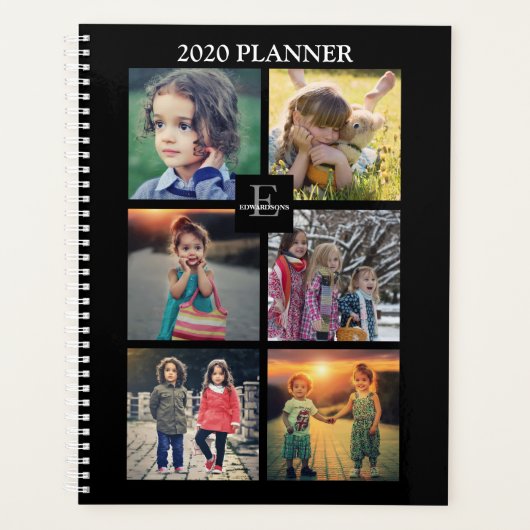 Aangepaste trendfoto-collage zwart planner (Voorkant)
