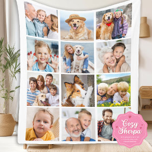 Aangepaste trendy 12 foto's collage familie verjaa sherpa deken