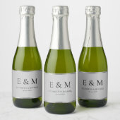 Aangepaste Trendy Bewaar de Datum Monogram Zilver Sparkling Wijnetiket (Flessen)