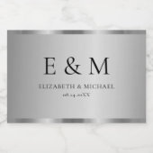 Aangepaste Trendy Bewaar de Datum Monogram Zilver Sparkling Wijnetiket (Enkel label)