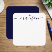 Aangepaste Trendy Blauw & Wit Typografie Naam Scri Notitiekaartje