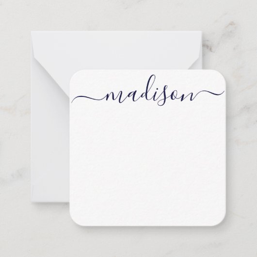 Aangepaste Trendy Blauw & Wit Typografie Naam Scri Notitiekaartje (Voorkant)