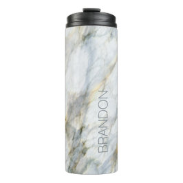 Aangepaste trendy blauwe grijze bruine marmeren st thermosbeker