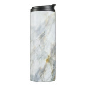 Aangepaste trendy blauwe grijze bruine marmeren st thermosbeker (Gedraaid links)