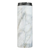 Aangepaste trendy blauwe grijze bruine marmeren st thermosbeker (Achterkant)