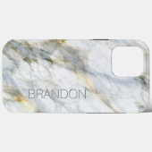 Aangepaste Trendy Blue Grey Brown Marble Stone Tex Case-Mate iPhone Case (Achterkant (horizontaal))