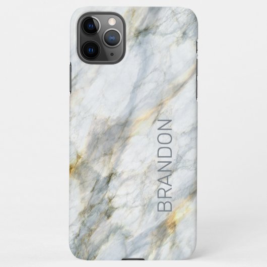 Aangepaste Trendy Blue Grey Brown Marble Stone Tex iPhone Hoesje (Achterkant)