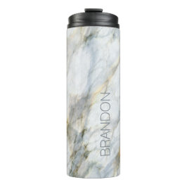 Aangepaste Trendy Blue Grey Brown Marble Stone Tex Thermosbeker