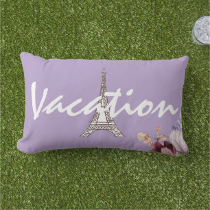 Aangepaste trendy Eiffeltoren op vakantie Paars ch Buitenkussen