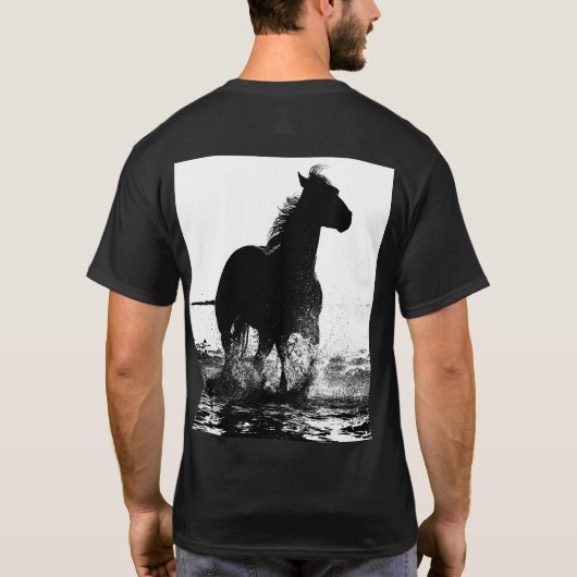 Aangepaste Trendy Elegant Modern Running Horse Pop T-shirt (Achterkant)