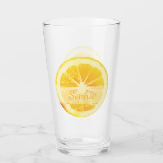 AANGEPASTE TRENDY GEEL KUSTMATIGE LEMON FRUIT CUST GLAS (Achterkant)