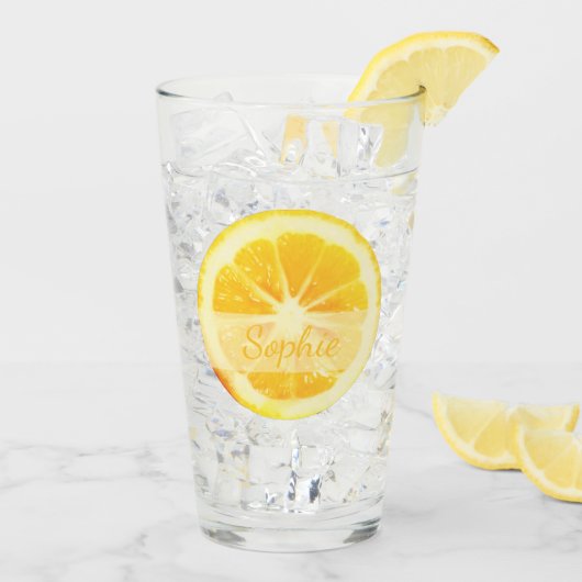 AANGEPASTE TRENDY GEEL KUSTMATIGE LEMON FRUIT CUST GLAS (Achterkant ijs)