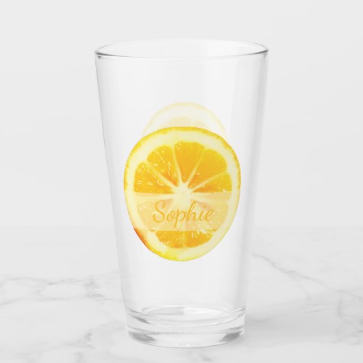 AANGEPASTE TRENDY GEEL KUSTMATIGE LEMON FRUIT CUST GLAS (Voorkant)