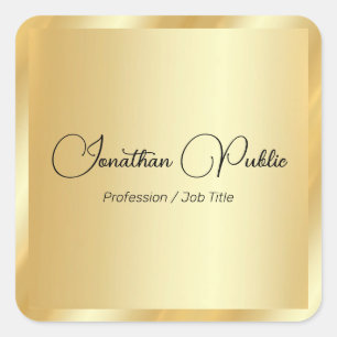 Aangepaste trendy gouden glamour calligrafie scrip vierkante sticker