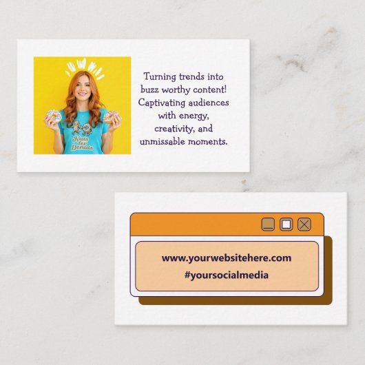 Aangepaste Trendy Influencer Social Media Browser Visitekaartje (Voorkant / Achterkant)