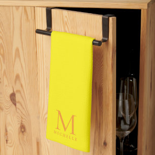Aangepaste Trendy Monogram Naam Elegant Helder Gee Theedoek