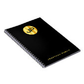 Aangepaste Trendy Monogram Zwarte Goud Sjabloon Notitieboek (Rechterzijde)