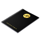 Aangepaste Trendy Monogram Zwarte Goud Sjabloon Notitieboek (Linkerzijde)