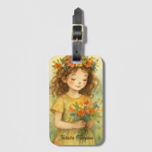 Aangepaste trendy retro kunstwerk Waterverf weide Bagagelabel (Voorkant (verticaal))