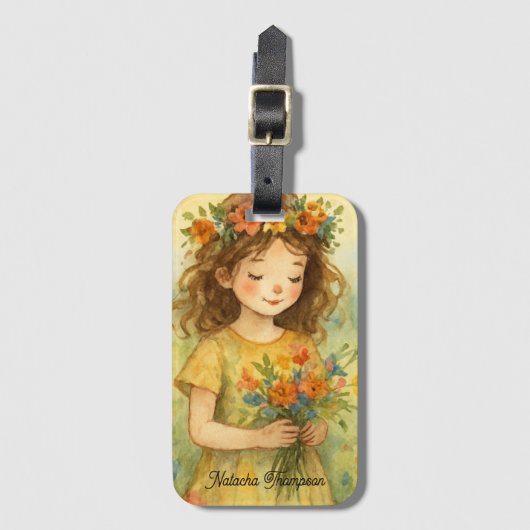 Aangepaste trendy retro kunstwerk Waterverf weide Bagagelabel (Voorkant (verticaal))