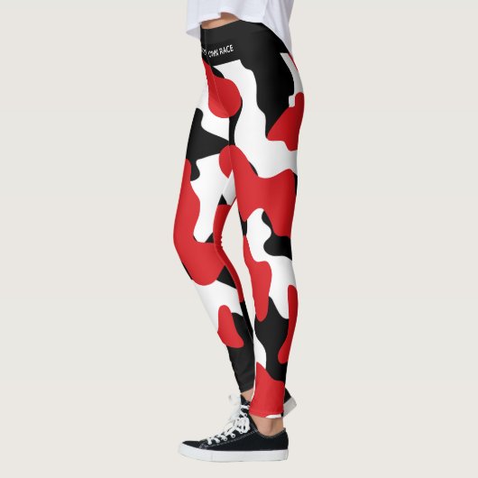 Aangepaste Trendy Rode Zwarte Koe Print Leggings (Links)