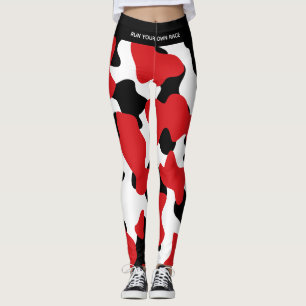 Aangepaste Trendy Rode Zwarte Koe Print Leggings