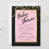 Aangepaste Trendy Roze Black Baby Shower-uitnodigi Kaart (Voorkant)