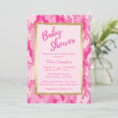 Aangepaste trendy ROZE CAMO Baby Shower Uitnodigin Kaart (Staand voorkant)