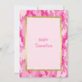 Aangepaste trendy ROZE CAMO Baby Shower Uitnodigin Kaart (Achterkant)