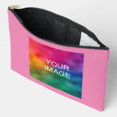 Aangepaste Trendy Sjabloon Afbeelding Foto Roze Gr Etui (Open)