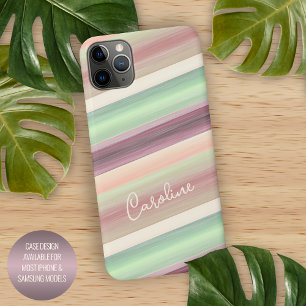 Aangepaste Trendy Spring Colors Waterverf Art Stri iPhone 12 Hoesje
