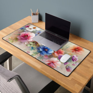 Aangepaste trendy stijlvolle aquarel bloemen sjabl bureaumat