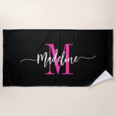 Aangepaste trendy stijlvolle monogram naam script strandlaken (Voorkant)