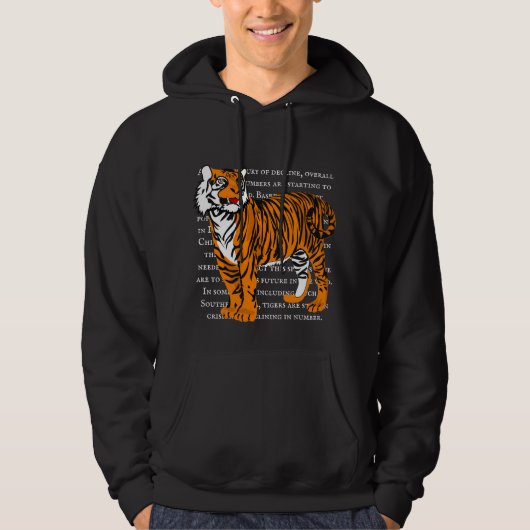 Aangepaste trendy wildlife illustratie tijger zwar hoodie (Voorkant)