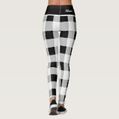 Aangepaste Trendy Zwart Wit Grijs Geruite Patroon Leggings (Achterkant)