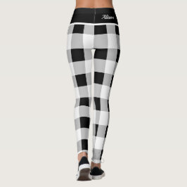 Aangepaste Trendy Zwart Wit Grijs Geruite Patroon Leggings