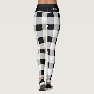 Aangepaste Trendy Zwart Wit Grijs Geruite Patroon Leggings