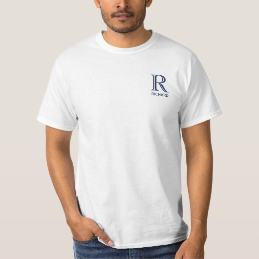 Aangepaste Tri-Color Waarde Monogram Naam T-shirt (Voorkant)