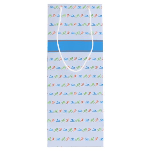 aangepaste triathlon-patroonnaam wijn cadeautas (Achterkant)