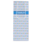 aangepaste triathlon-patroonnaam wijn cadeautas (Voorkant)