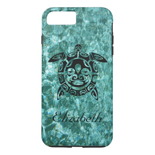 Aangepaste Tribale Masker Zee Schildpad Aqua Blauw Case-Mate iPhone Case (Achterkant)