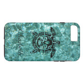 Aangepaste Tribale Masker Zee Schildpad Aqua Blauw Case-Mate iPhone Case (Achterkant (Horizontaal))